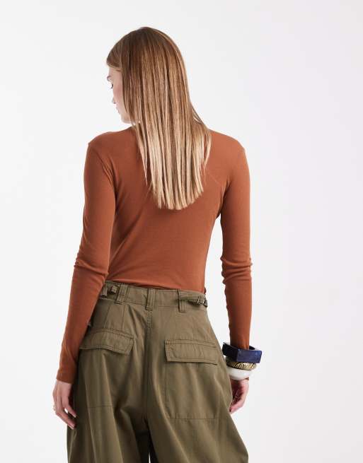 ASOS DESIGN - Doorschijnende body met drukknopen in bruin, 4 van 4