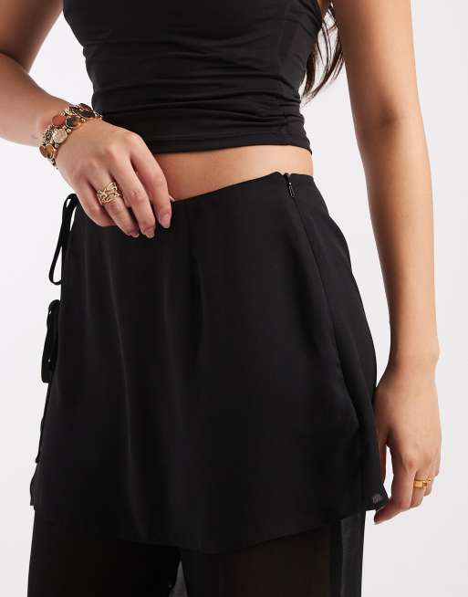 ASOS DESIGN - Doorschijnende broek met overslag in zwart, 4 van 5