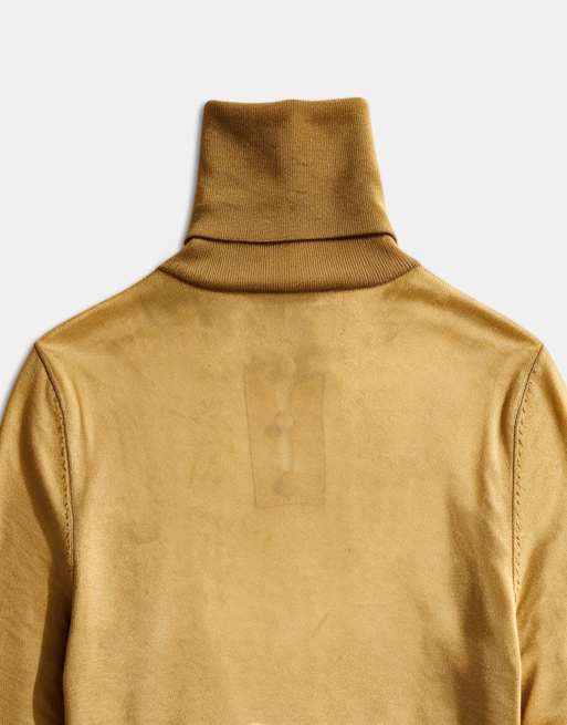 ASOS DESIGN doorschijnende gebreide top met knopen en col in oker, 8 van 9