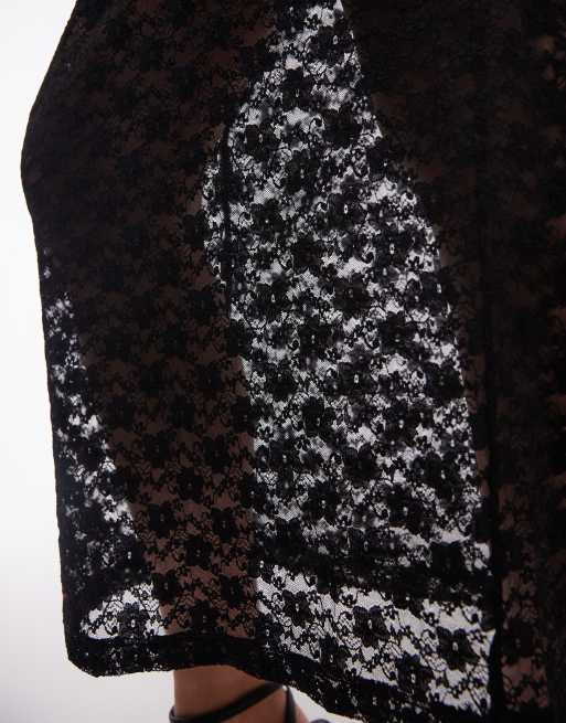 ASOS DESIGN - Doorschijnende kanten maxi kokerrok in zwart, 5 van 5
