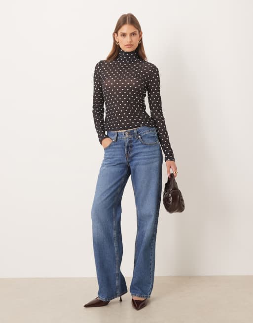 ASOS DESIGN - Doorschijnende top met col en micro stippen in zwart, 4 van 4