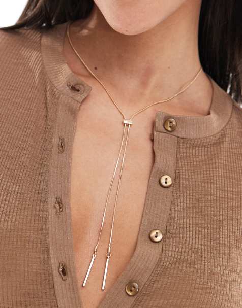 ASOS DESIGN - Doorsteekketting met fijn slangbedeltje in goudkleur - view 1