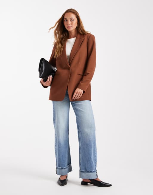 ASOS DESIGN – Dopasowana brązowa marynarka o luźnym kroju, 3 z 4
