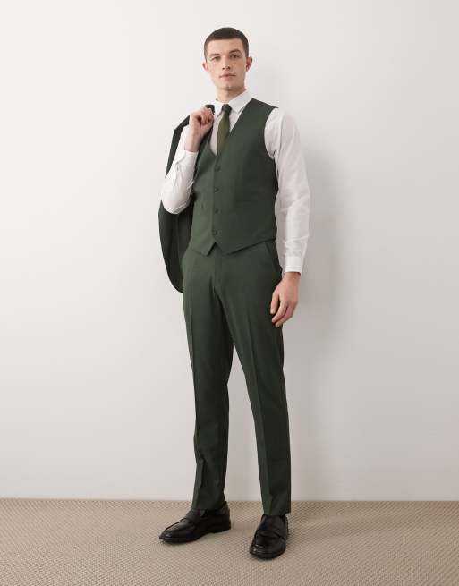 ASOS DESIGN – Dopasowana ciemnozielona kamizelka garniturowa, 2 z 5