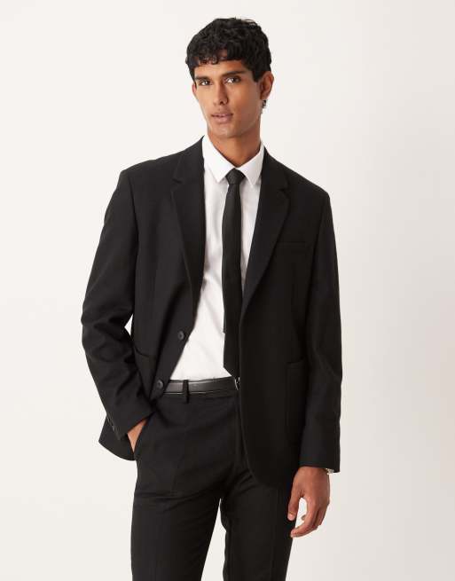 ASOS DESIGN – Czarny dopasowany garnitur z mieszanki wełny, 3 z 3