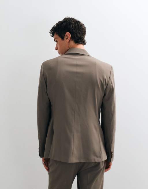 ASOS DESIGN dopasowana dwurzędowa marynarka garniturowa w kolorze brązowym, 4 z 5