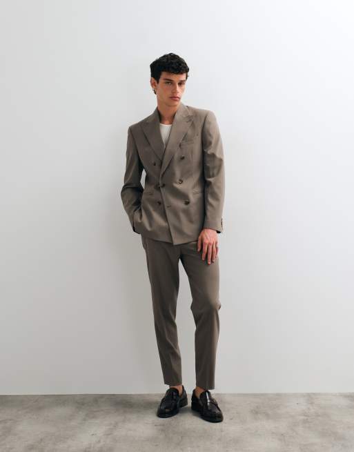 ASOS DESIGN dopasowana dwurzędowa marynarka garniturowa w kolorze brązowym, 5 z 5