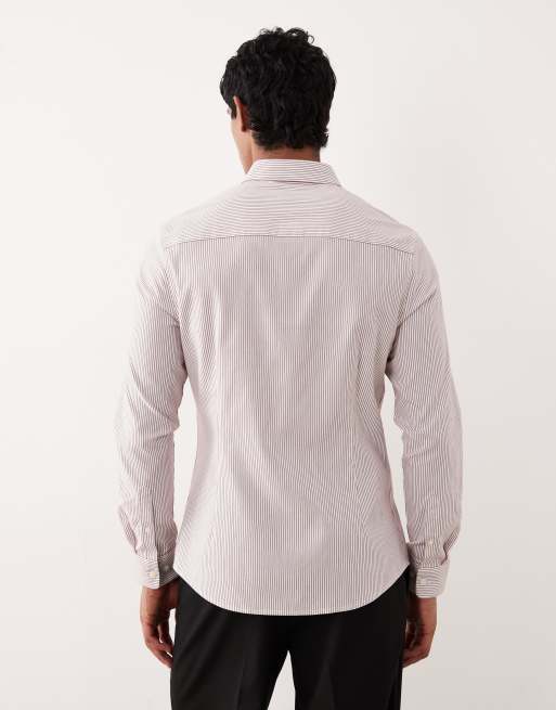 ASOS DESIGN – Dopasowana elegancka koszula w kolorze bordowym w paski, 3 z 5