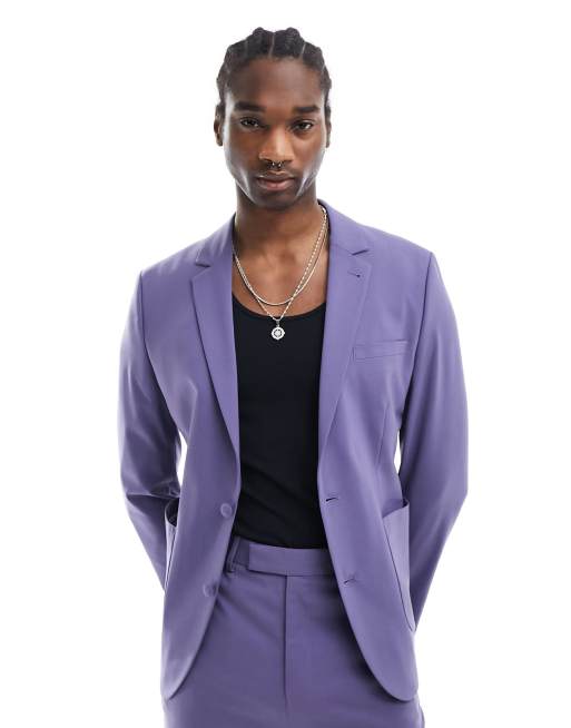 ASOS DESIGN – Dopasowana fioletowa marynarka garniturowa