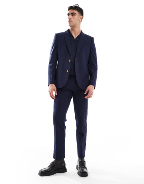 ASOS DESIGN – Dopasowana granatowy garnitur z domieszką wełny - view 1