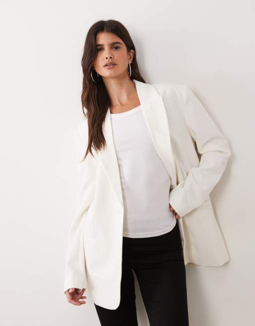 ASOS DESIGN dopasowana luźna marynarka w kolorze kremowym, 2 z 4