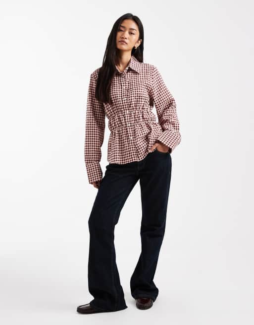 ASOS DESIGN – Dopasowana marszczona koszula w różową kratę, 2 z 4