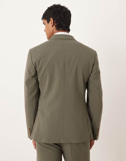ASOS DESIGN – Dopasowana marynarka garniturowa w kolorze khaki, 3 z 5
