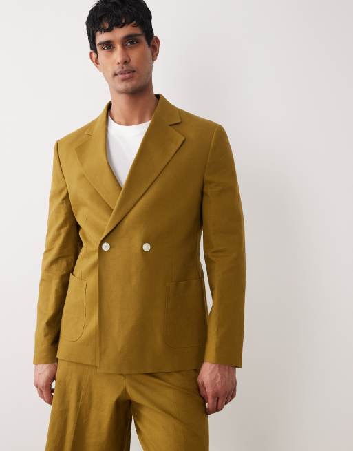ASOS DESIGN – Dopasowany garnitur z domieszką lnu w kolorze khaki, 3 z 3