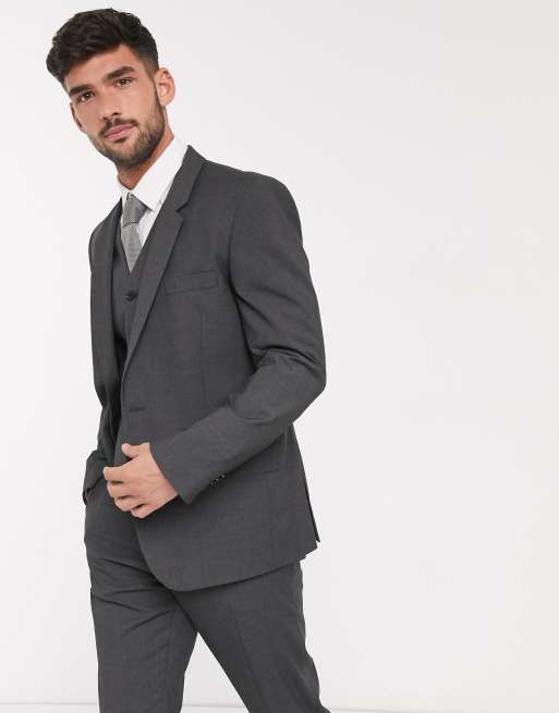 ASOS DESIGN – Dopasowana marynarka w kolorze antracytu