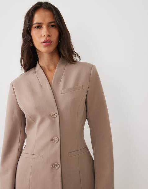 ASOS DESIGN dopasowana marynarka z modelowanymi biodrami w kolorze mushroom - view 1