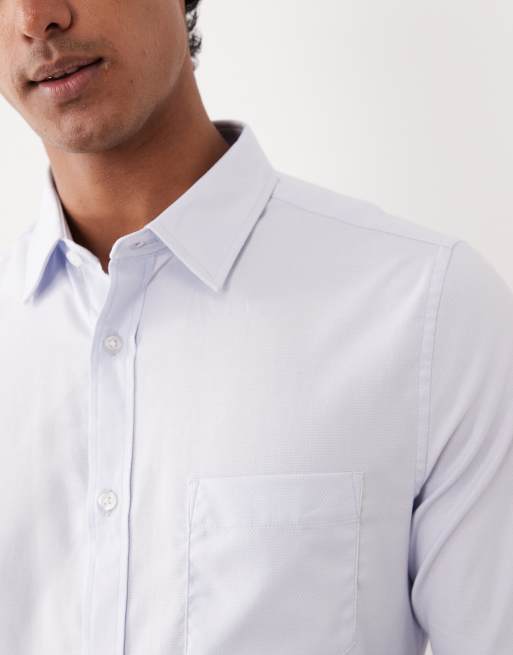 ASOS DESIGN – Dopasowana niebieska koszula z fakturowanego materiału dobby easy iron, 5 z 5
