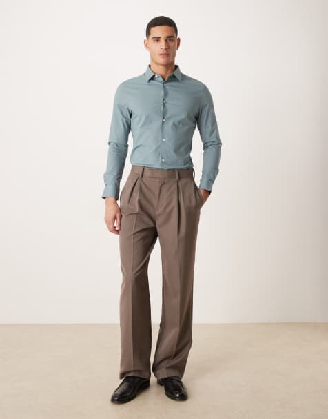 ASOS DESIGN – Dopasowana niebieska koszula ze stretchem - view 1