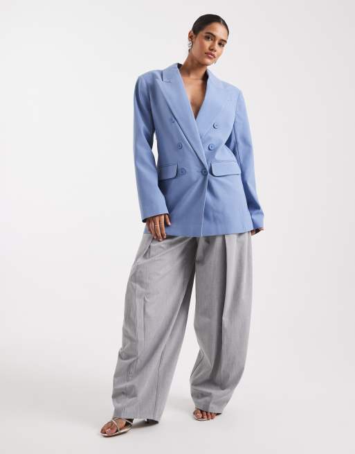 ASOS DESIGN – Dopasowana pudełkowa marynarka oversize w niebieskim kolorze, 2 z 4