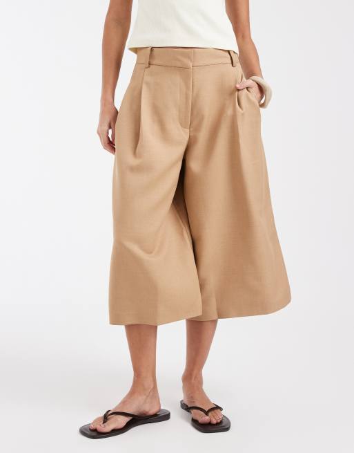 ASOS DESIGN – Dopasowane brązowe spodnie kuloty z podwyższonym stanem , 2 z 5