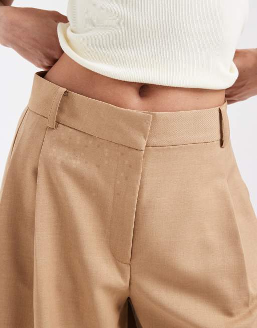ASOS DESIGN – Dopasowane brązowe spodnie kuloty z podwyższonym stanem , 4 z 5