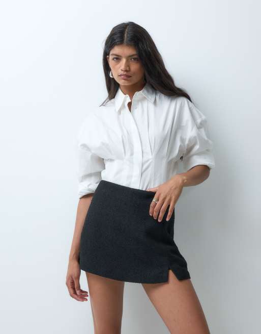ASOS DESIGN dopasowane buklowe mini spódnico-szorty typu pelmet w kolorze czarnym, 1 z 5
