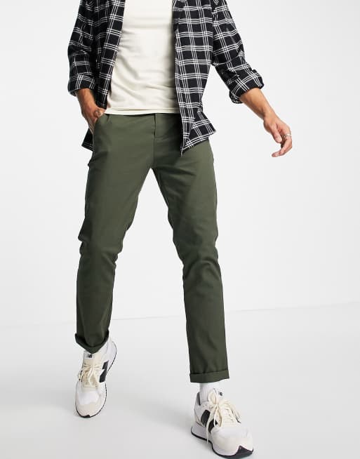 ASOS DESIGN – Dopasowane chinosy w kolorze ciemnego khaki