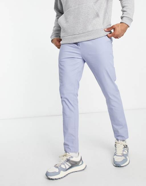 ASOS DESIGN – Dopasowane chinosy z elastyczna talią w kolorze zgaszonego błękitu