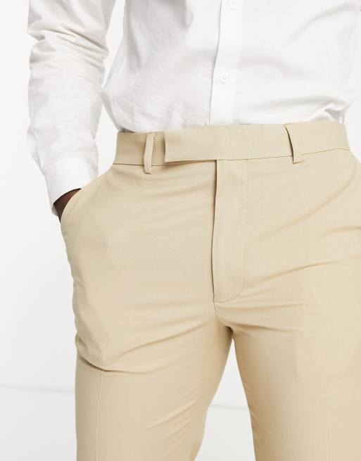 ASOS DESIGN – Dopasowane eleganckie spodnie w kamiennobeżowym kolorze, 4 z 4