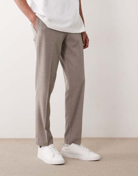 ASOS DESIGN – Dopasowane flanelowe spodnie w szarym melanżowym kolorze - view 1