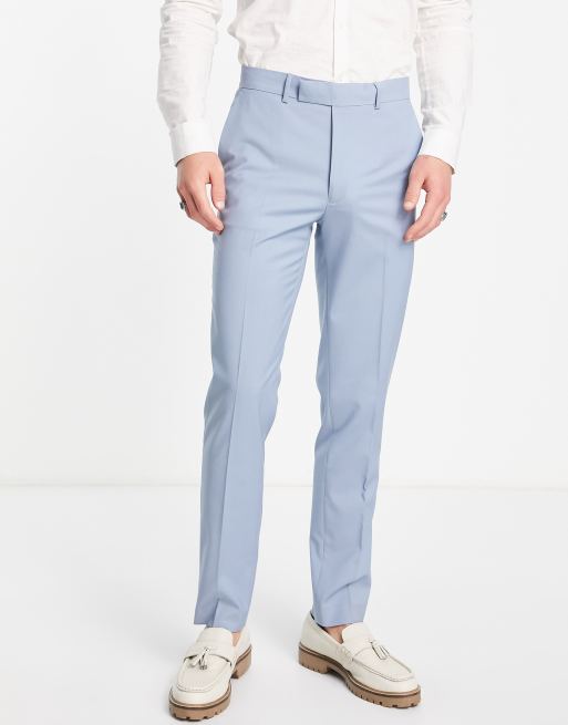 ASOS DESIGN – Dopasowane garniturowe spodnie w szaroniebieskim kolorze