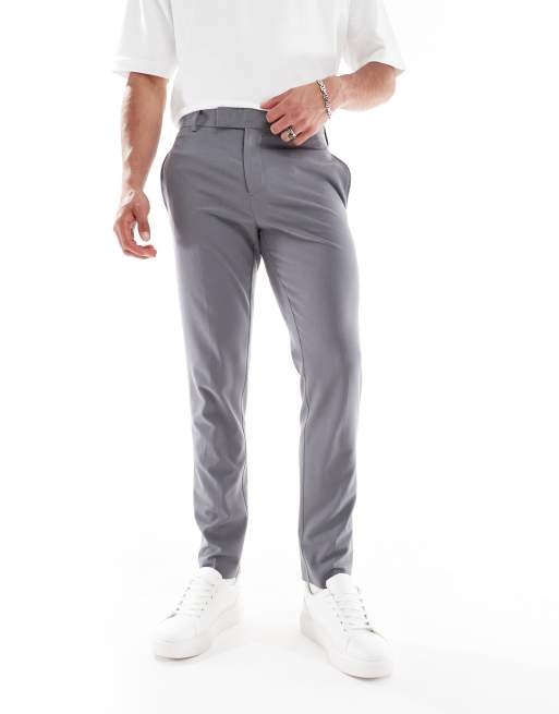 ASOS DESIGN – Dopasowane grafitowe spodnie garniturowe z czterokierunkowym stretchem, 2 z 5