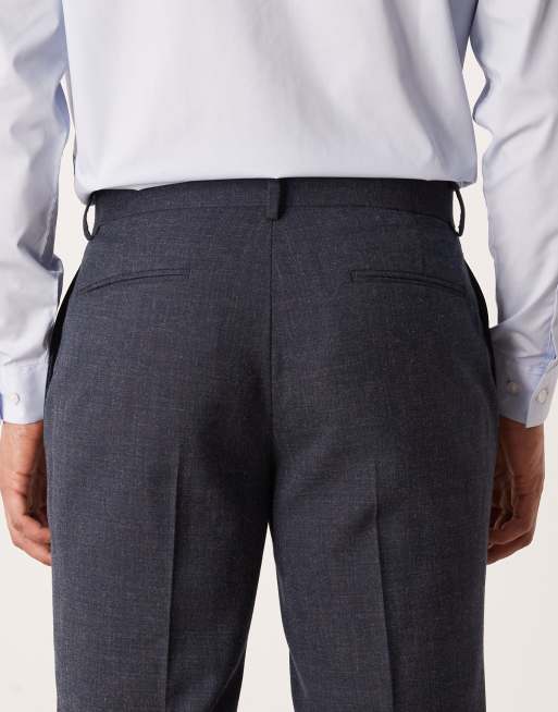 ASOS DESIGN – Dopasowane granatowe spodnie garniturowe z subtelnym splotek krzyżykowym, 4 z 5