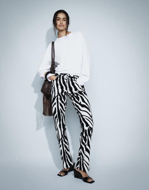 ASOS DESIGN dopasowane jeansy ołówkowe na obcasie w wzór zebry - view 1