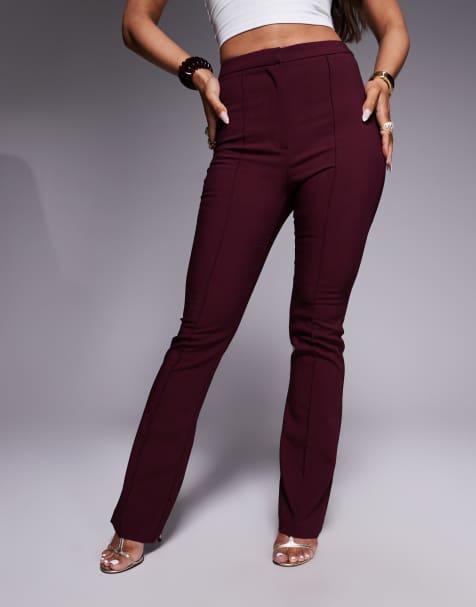 ASOS DESIGN – Dopasowane śliwkowe spodnie garniturowe dzwony - view 1