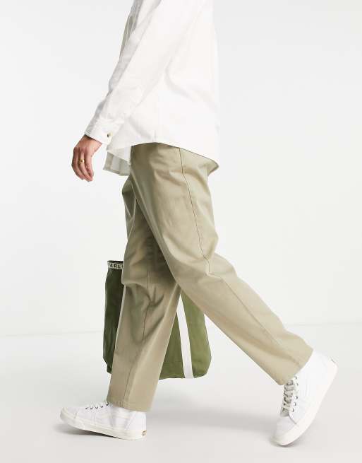 ASOS DESIGN – Dopasowane spodnie chinosy z balonowymi nogawkami w kolorze ciemnego beżu