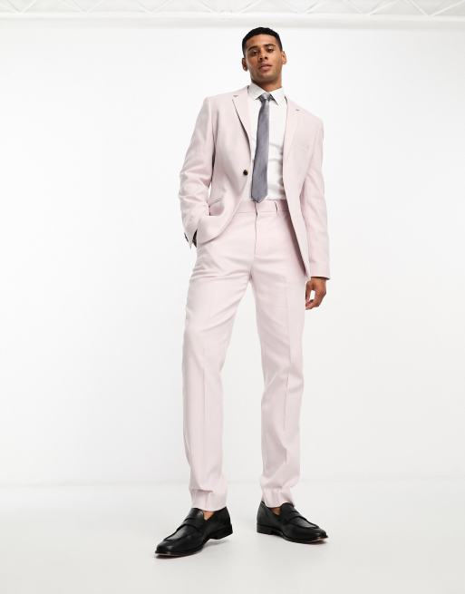 ASOS DESIGN – Dopasowane spodnie garniturowe typu oxford w kolorze zgaszonego różu