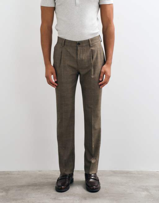 ASOS DESIGN dopasowane spodnie garniturowe w brązową kratę glen, 2 z 5