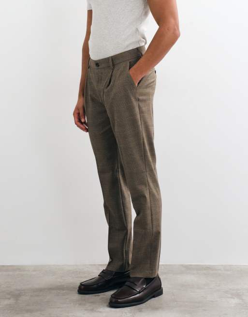 ASOS DESIGN dopasowane spodnie garniturowe w brązową kratę glen, 3 z 5
