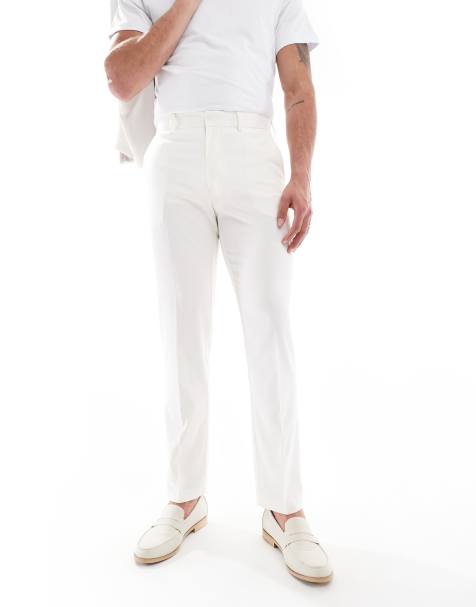 ASOS DESIGN – Dopasowane spodnie garniturowe w kolorze ecru - view 1
