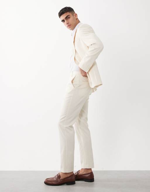 ASOS DESIGN – Dopasowane spodnie garniturowe w kolorze ecru, 2 z 5