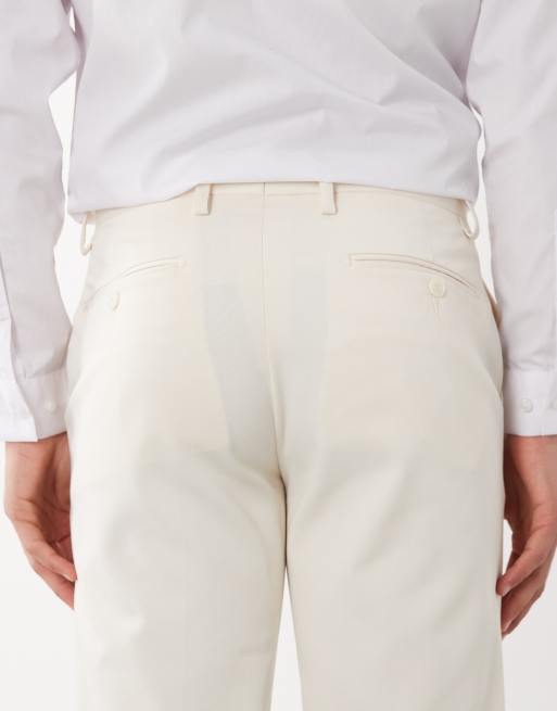 ASOS DESIGN – Dopasowane spodnie garniturowe w kolorze ecru, 4 z 5