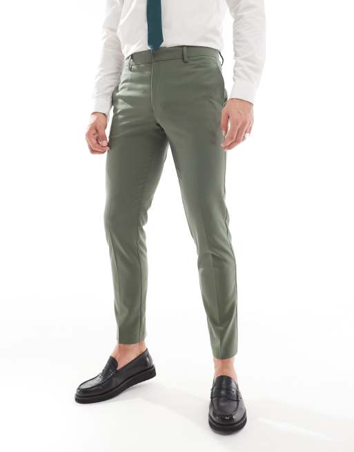 ASOS DESIGN - Dopasowane spodnie garniturowe w kolorze khaki, 2 z 5