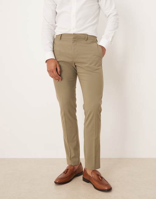 ASOS DESIGN - Dopasowane spodnie garniturowe w kolorze khaki, 2 z 5