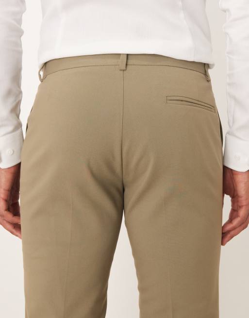 ASOS DESIGN - Dopasowane spodnie garniturowe w kolorze khaki, 4 z 5