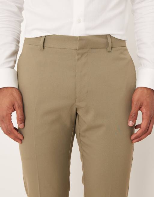 ASOS DESIGN - Dopasowane spodnie garniturowe w kolorze khaki, 5 z 5