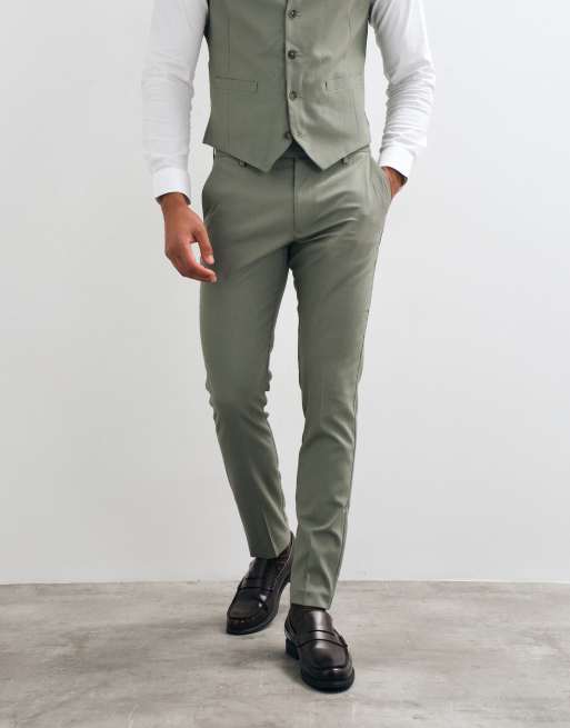 ASOS DESIGN - Dopasowane spodnie garniturowe w kolorze khaki, 2 z 5