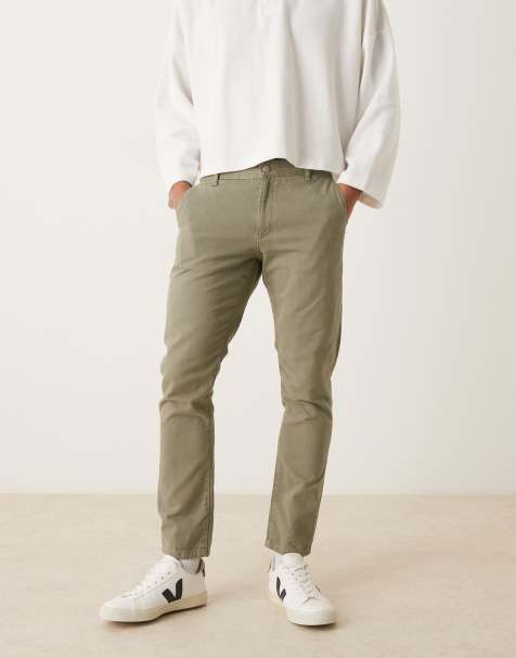 ASOS DESIGN slim trousers in khaki
