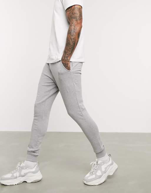 ASOS DESIGN – Dopasowane szare joggersy z granatowymi troczkami