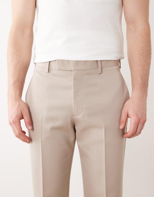 ASOS DESIGN – Dopasowane szarobeżowe spodnie z prostymi krótszymi nogawkami, 2 z 5